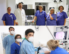 Die Leitenden Oberärzte Dr. Wolfgang Wistuba (oben, 2.v.l.) und Dr. Ali Ayvaz (unten, Mitte) und ihre Teams bieten nun auch die Endosonografie in Buchloe und Füssen an. 